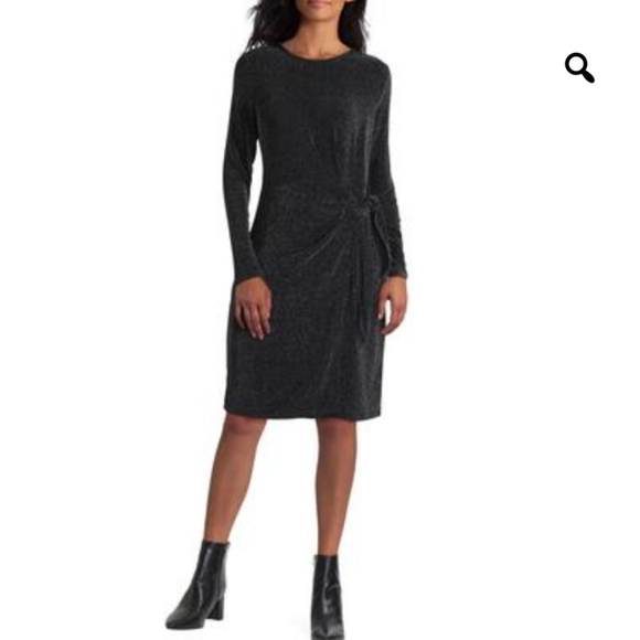 Halston Metallic Sequin Front Wrap New Years Cocktail Dress - Picture 1 of 8